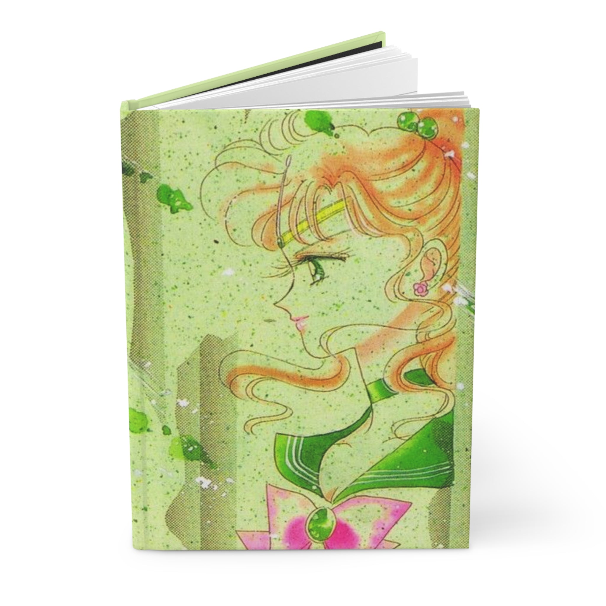 Sailor Jupiter Hardcover Journal — Anime Girl Green Sketch Notebook