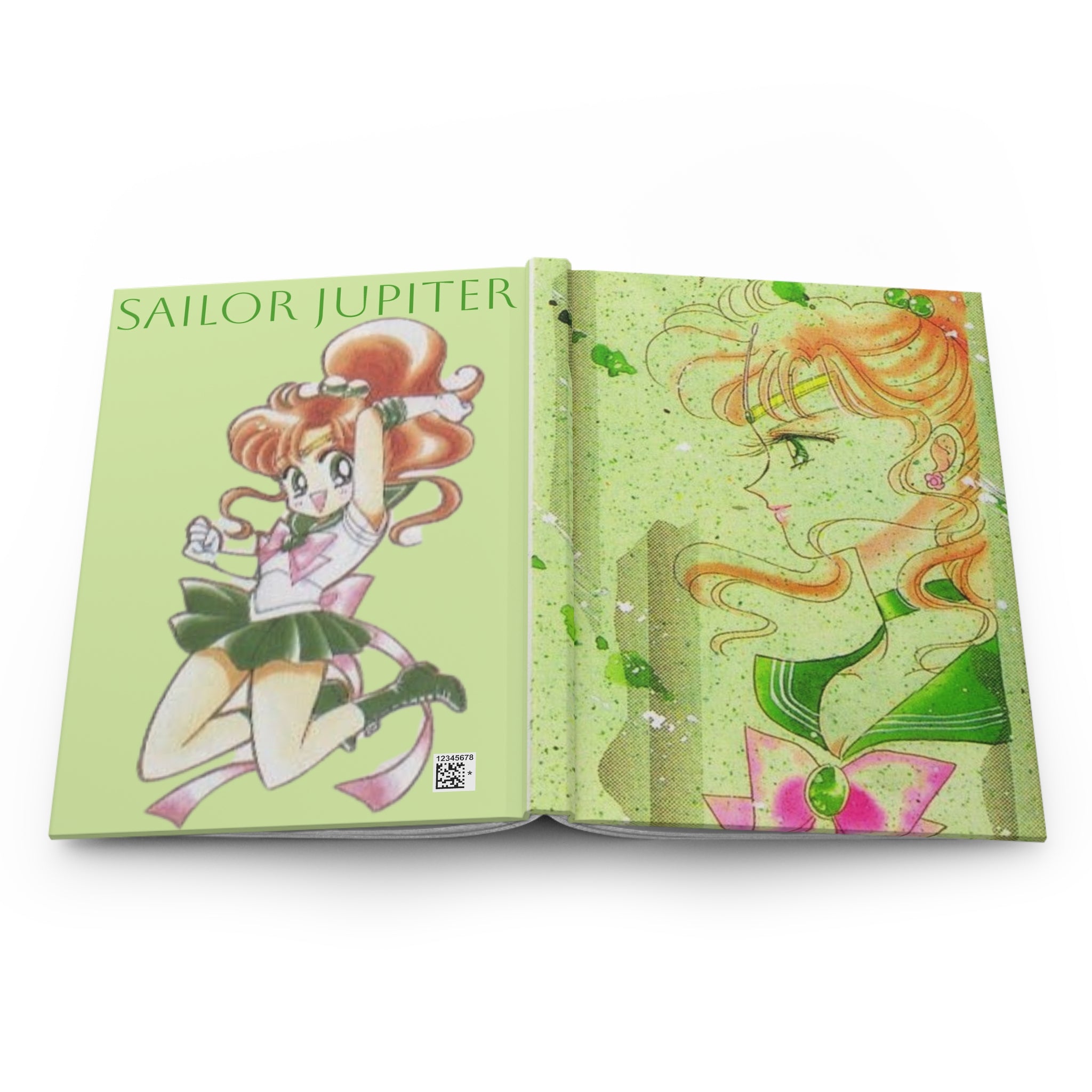 Sailor Jupiter Hardcover Journal — Anime Girl Green Sketch Notebook