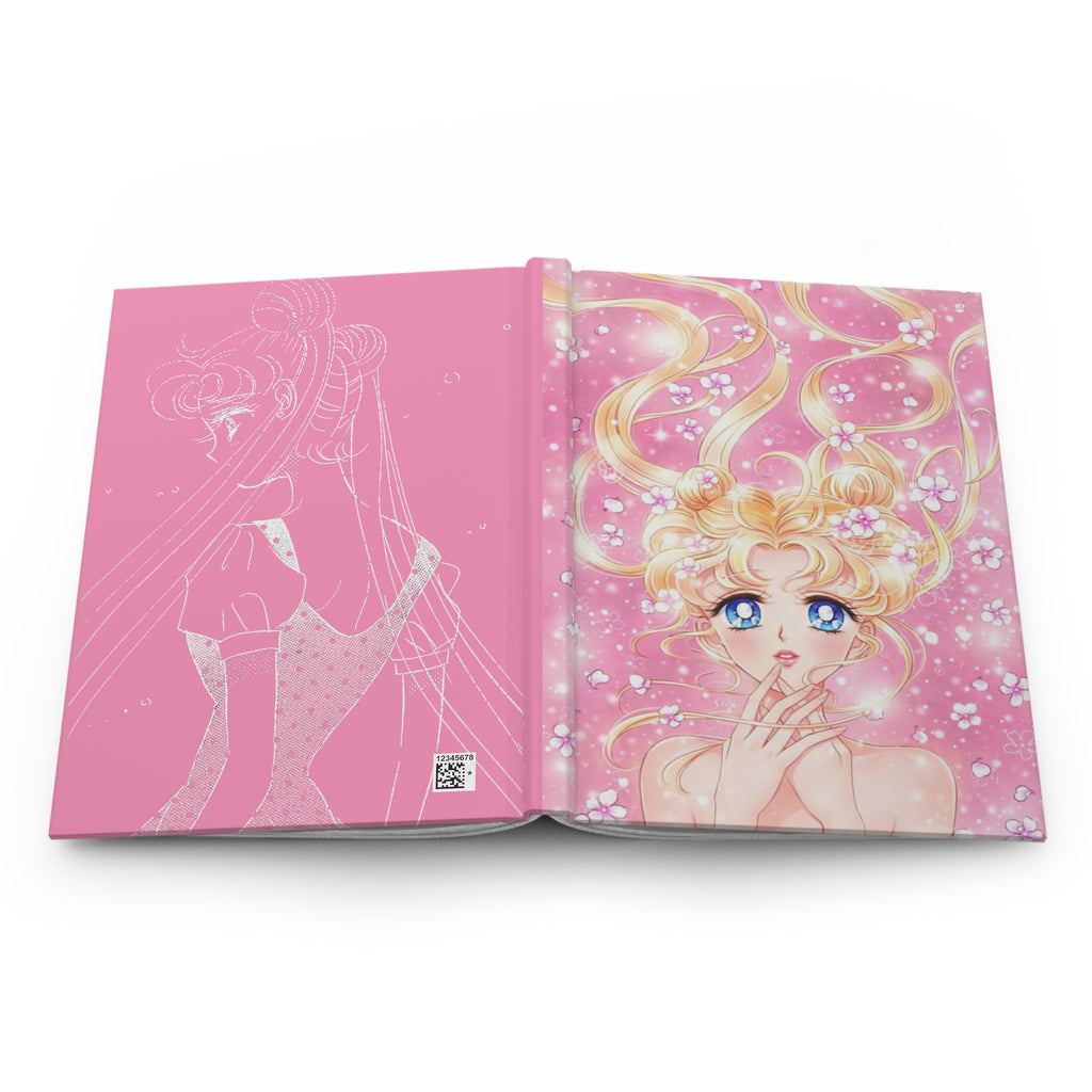 Sailor Moon-Inspired Pink Hardcover Journal — Anime Girl Sketch Notebook