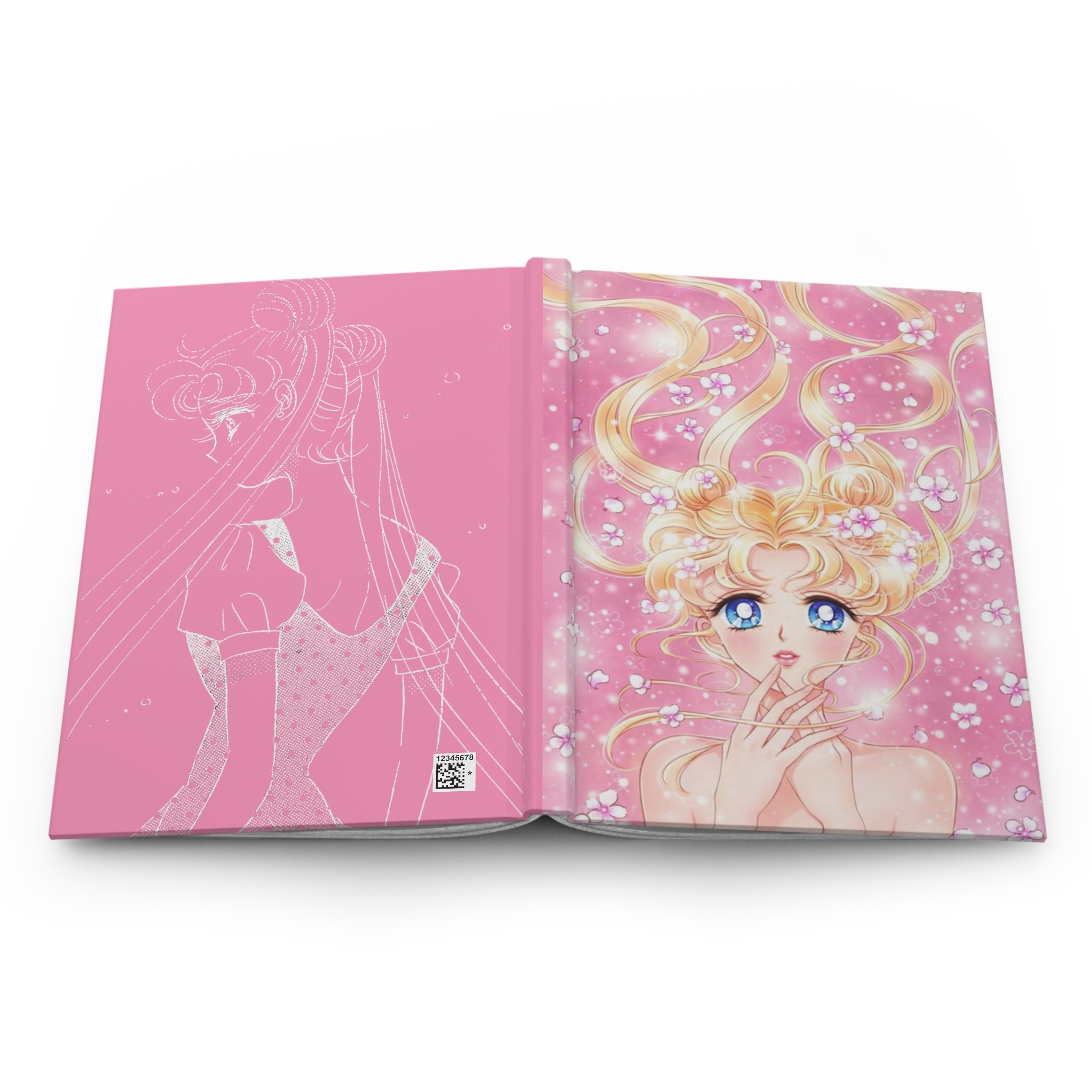 Sailor Moon-Inspired Pink Hardcover Journal — Anime Girl Sketch Notebook