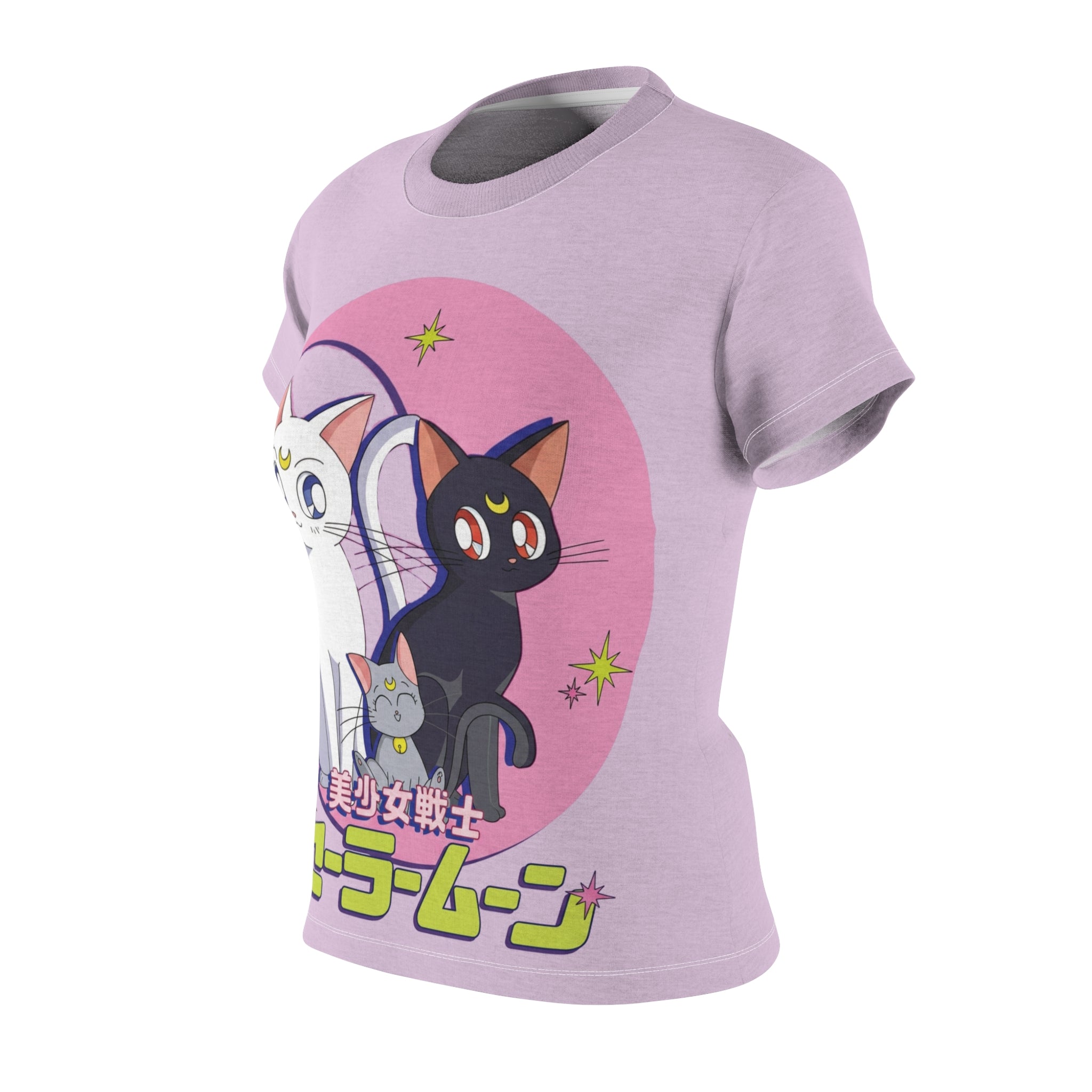 Sailor Moon-Inspired Kawaii Cat Tee — Pink Women’s Cut & Sew