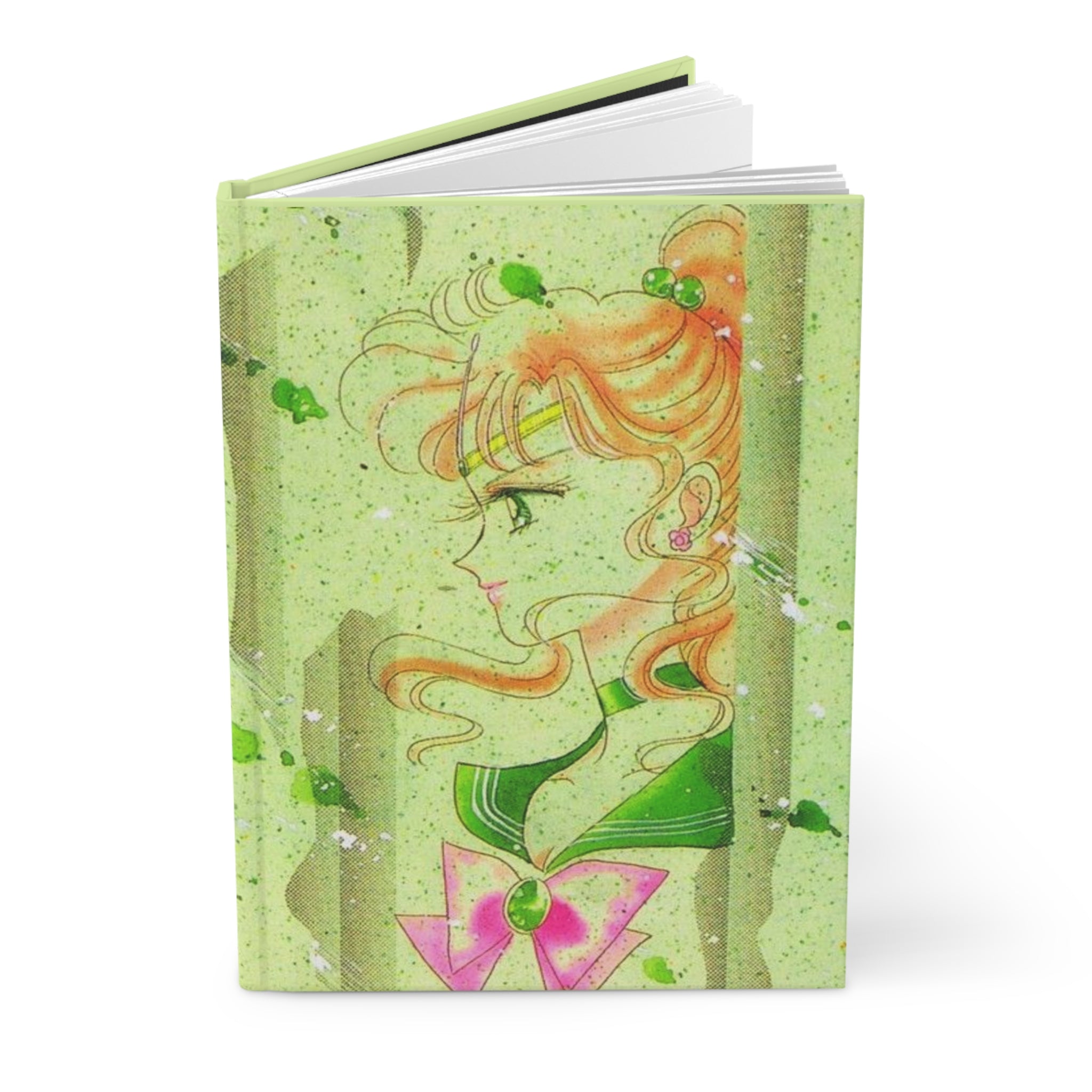 Sailor Jupiter Hardcover Journal — Green Anime Notebook ("Sailor Jupiter" Design)