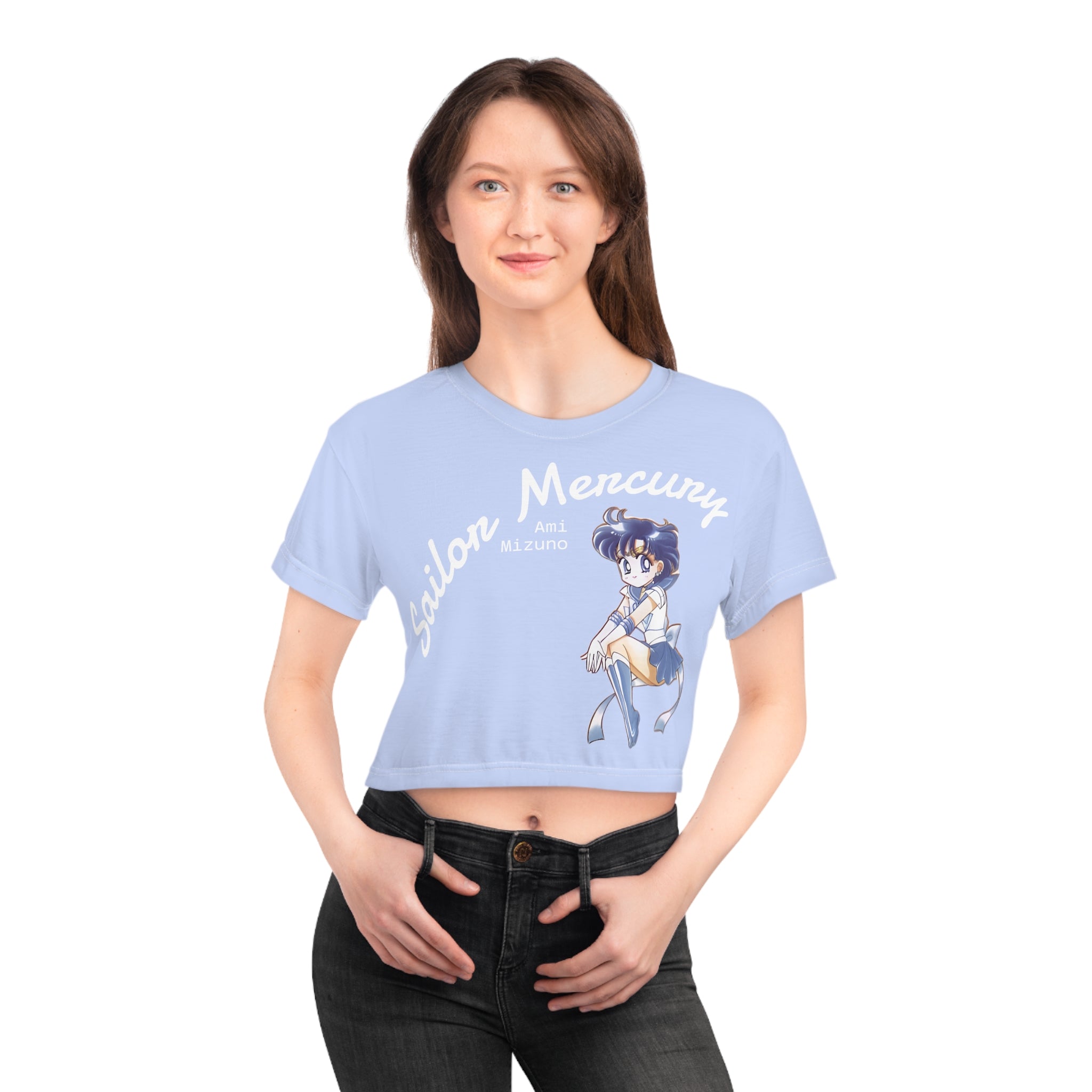 Sailor Mercury Crop Tee – Anime Chibi Aesthetic
