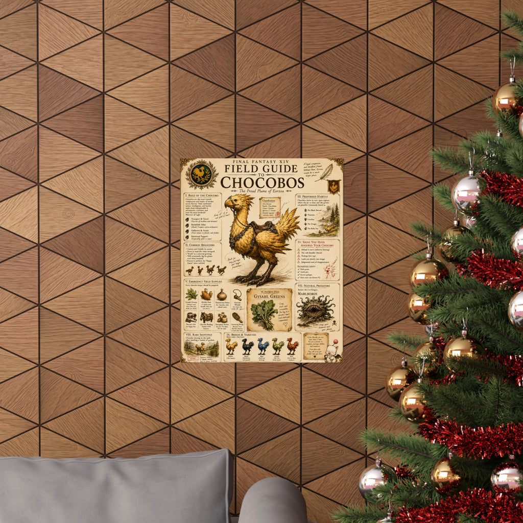 Chocobo Field Guide Matte Poster — Vintage Final Fantasy XIV Creature Chart