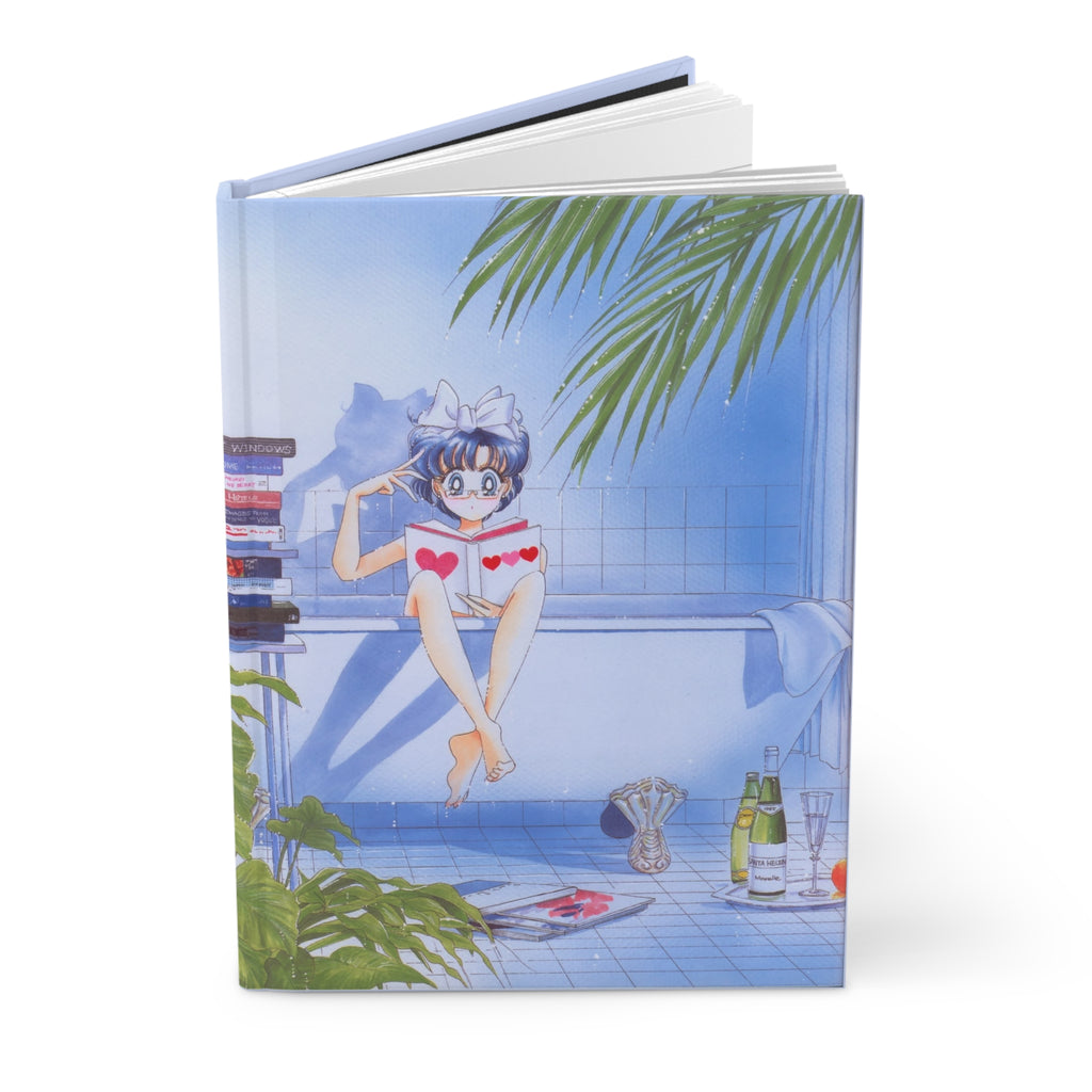 Sailor Mercury Hardcover Journal — Anime Bath Scene & Character Notebook