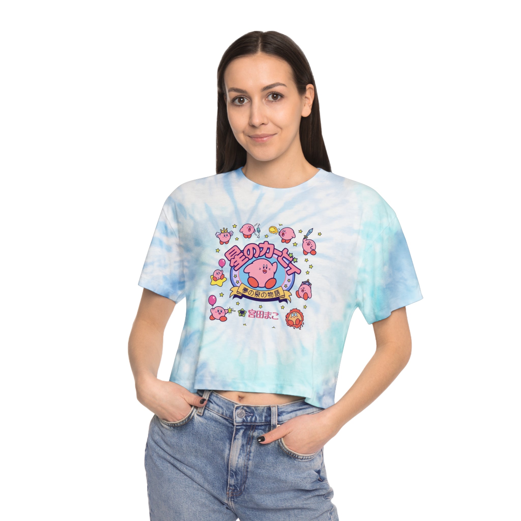 Tie-Dye Crop Tee — Pastel Kirby Graphic "Dream Star"