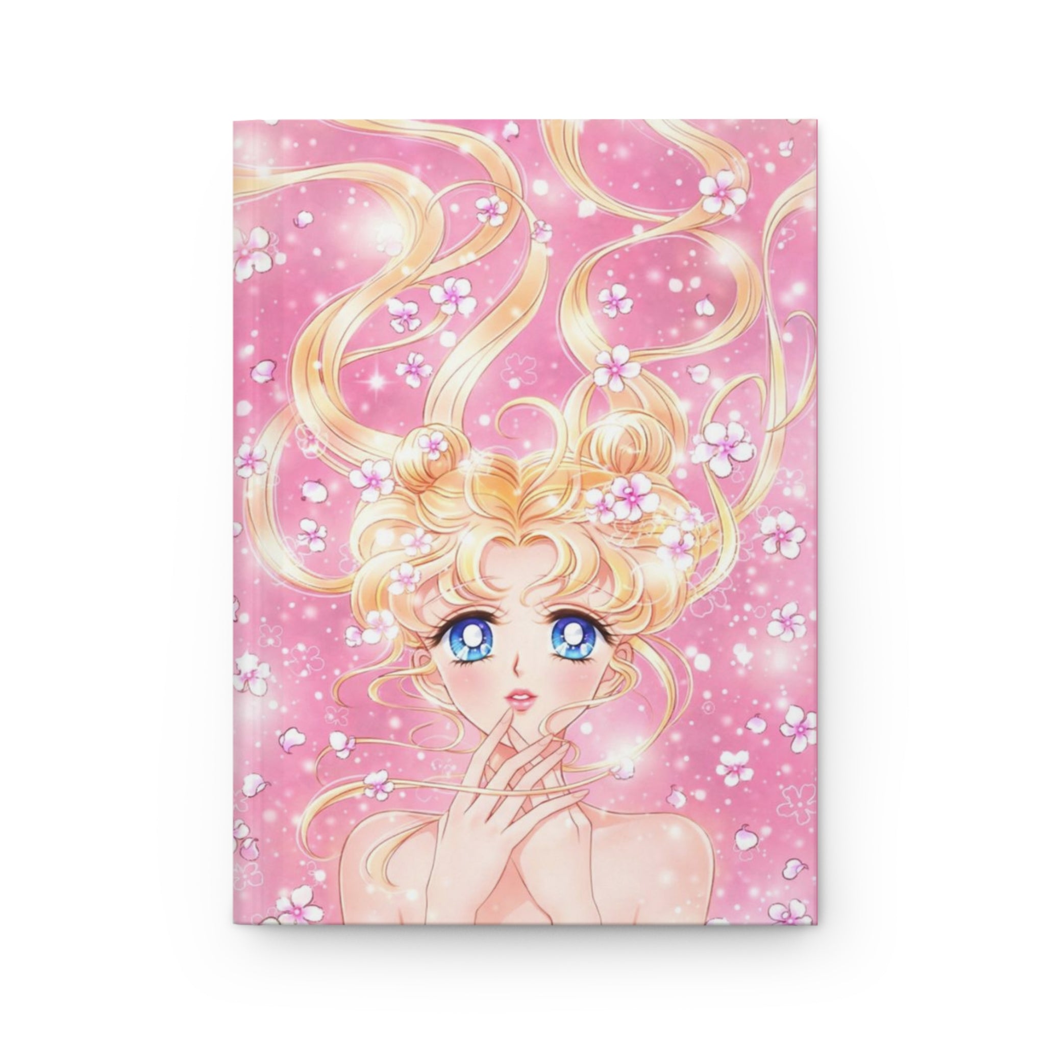 Sailor Moon-Inspired Pink Hardcover Journal — Anime Girl Sketch Notebook