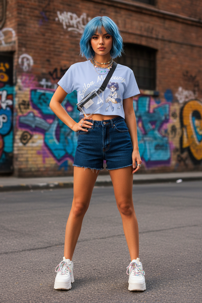 Sailor Mercury Crop Tee – Anime Chibi Aesthetic