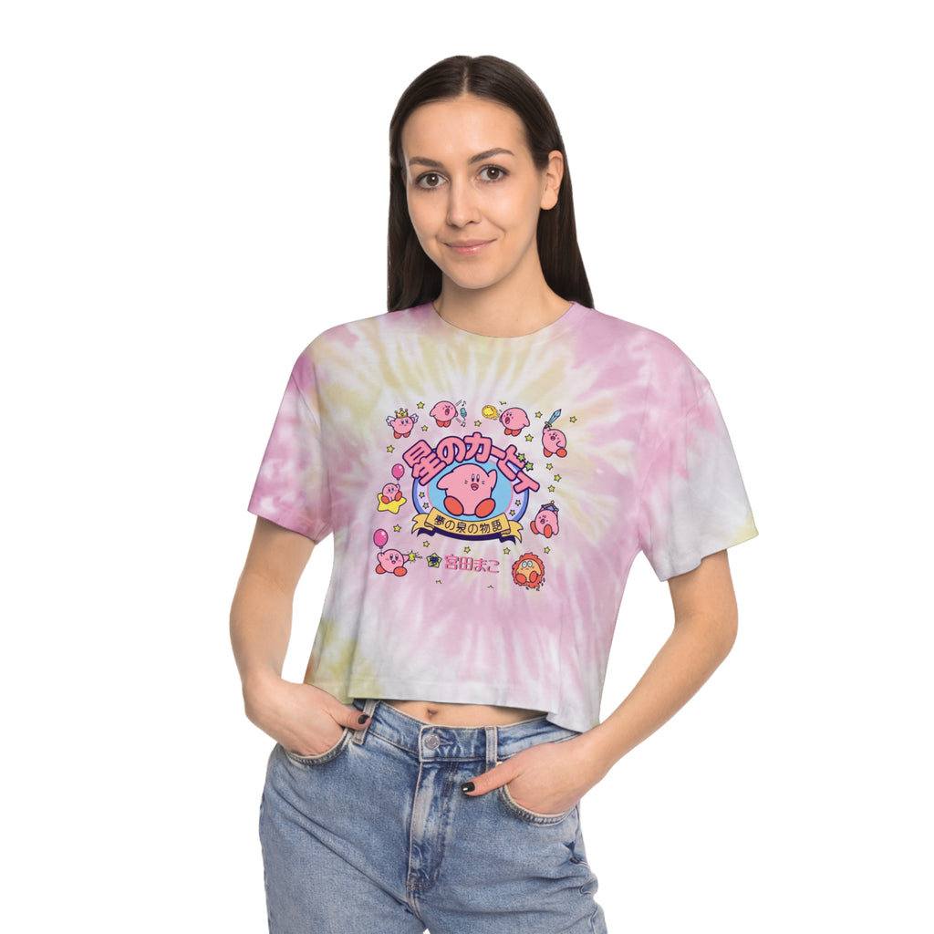 Tie-Dye Crop Tee — Pastel Kirby Graphic "Dream Star"