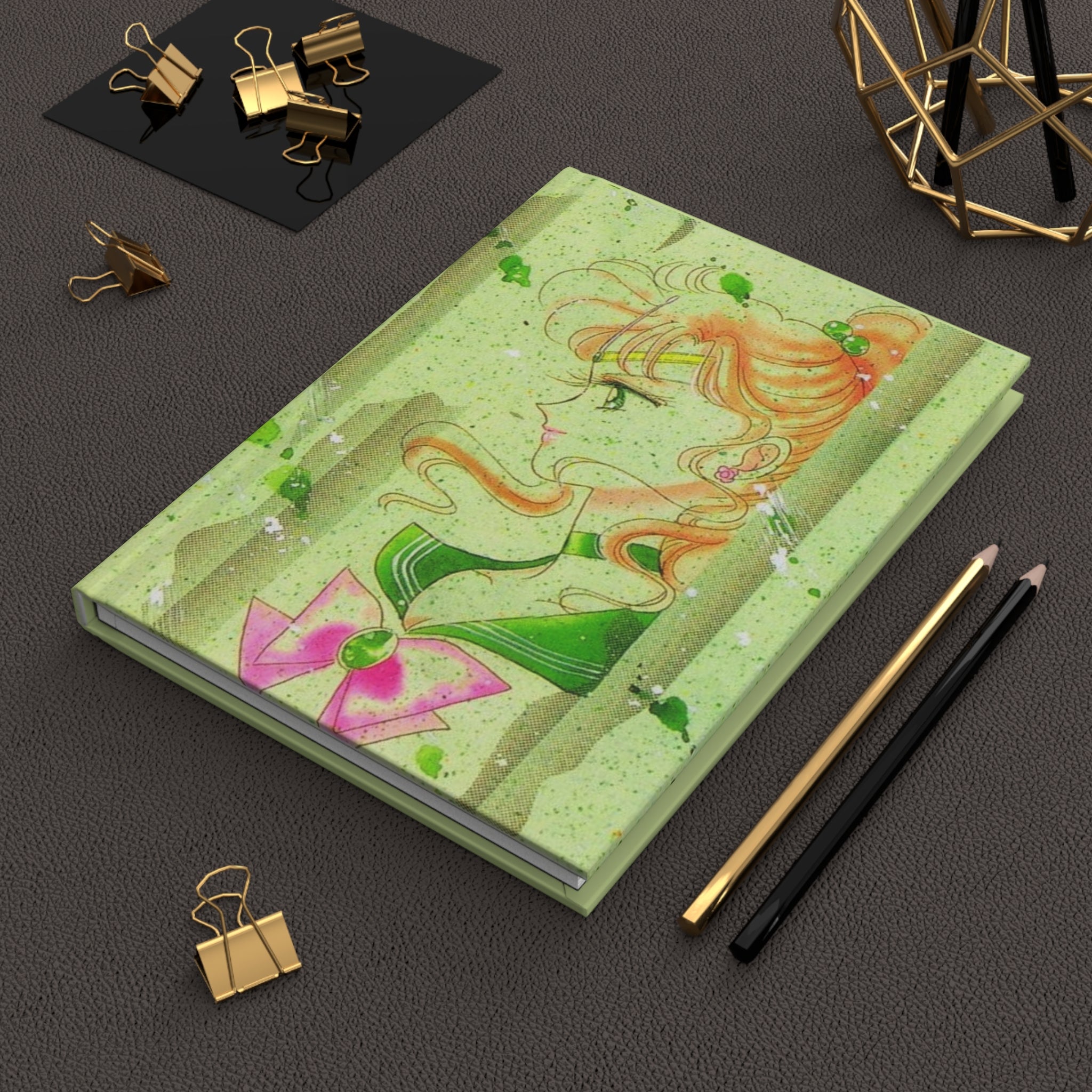 Sailor Jupiter Hardcover Journal — Green Anime Notebook ("Sailor Jupiter" Design)