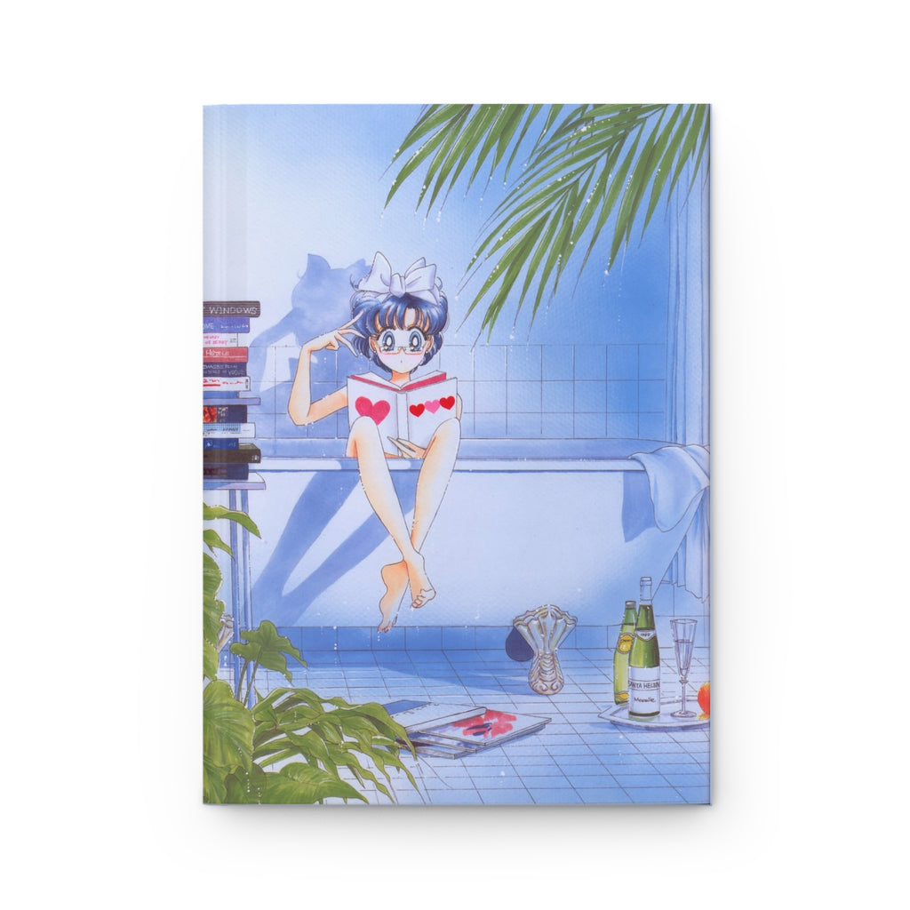 Sailor Mercury Hardcover Journal — Anime Bath Scene & Character Notebook