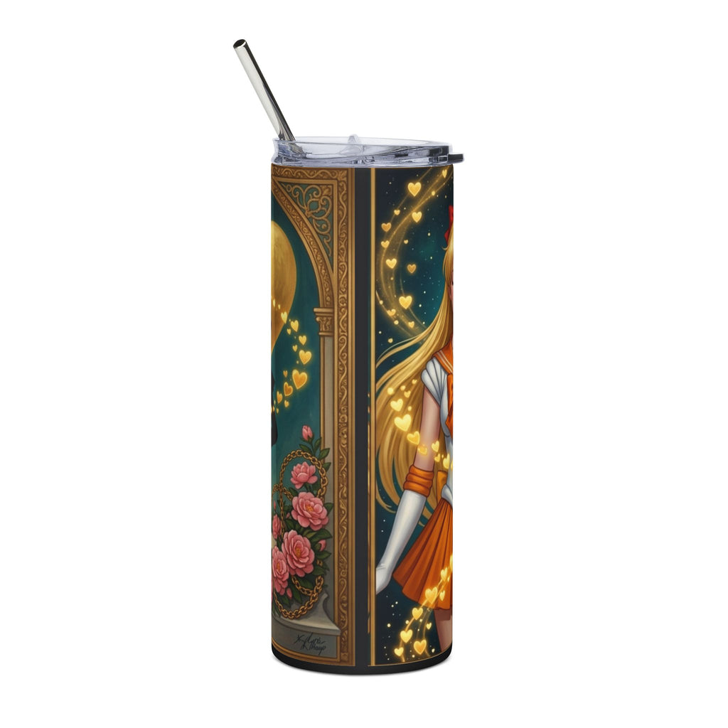 Sailor-style Anime Girl 20oz Stainless Steel Tumbler — Magical Moonlit Design