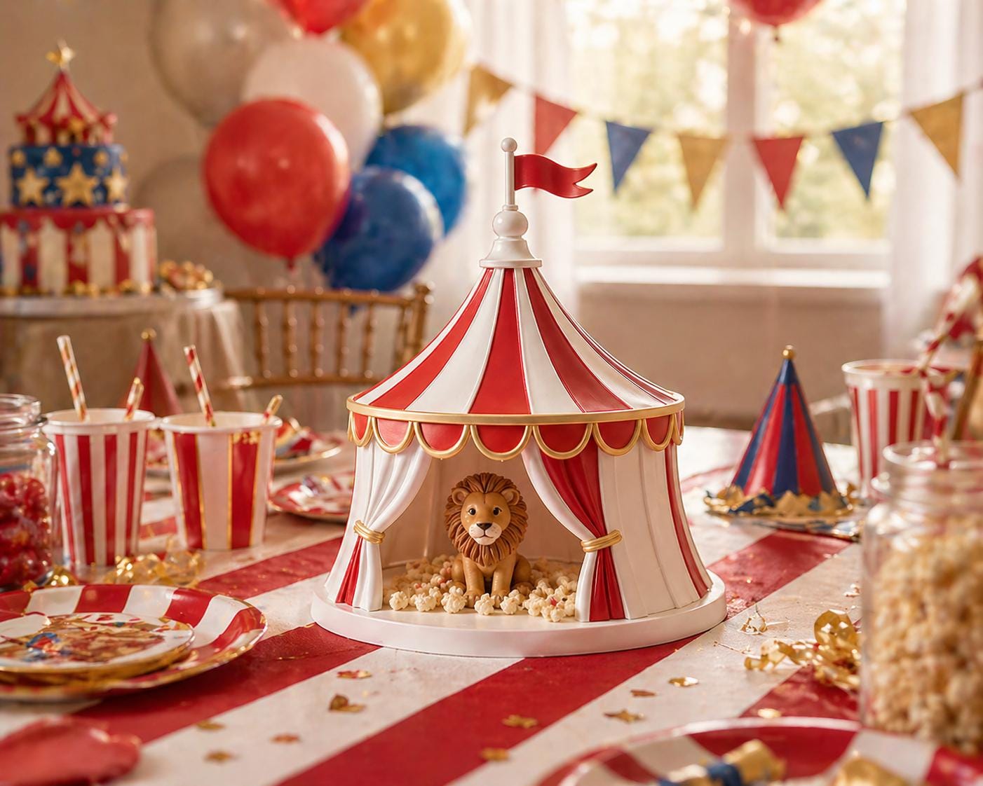 3 piece Circus Party Animals Centerpiece Party Prop Cake topper