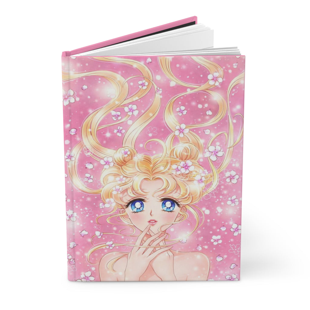 Sailor Moon-Inspired Pink Hardcover Journal — Anime Girl Sketch Notebook