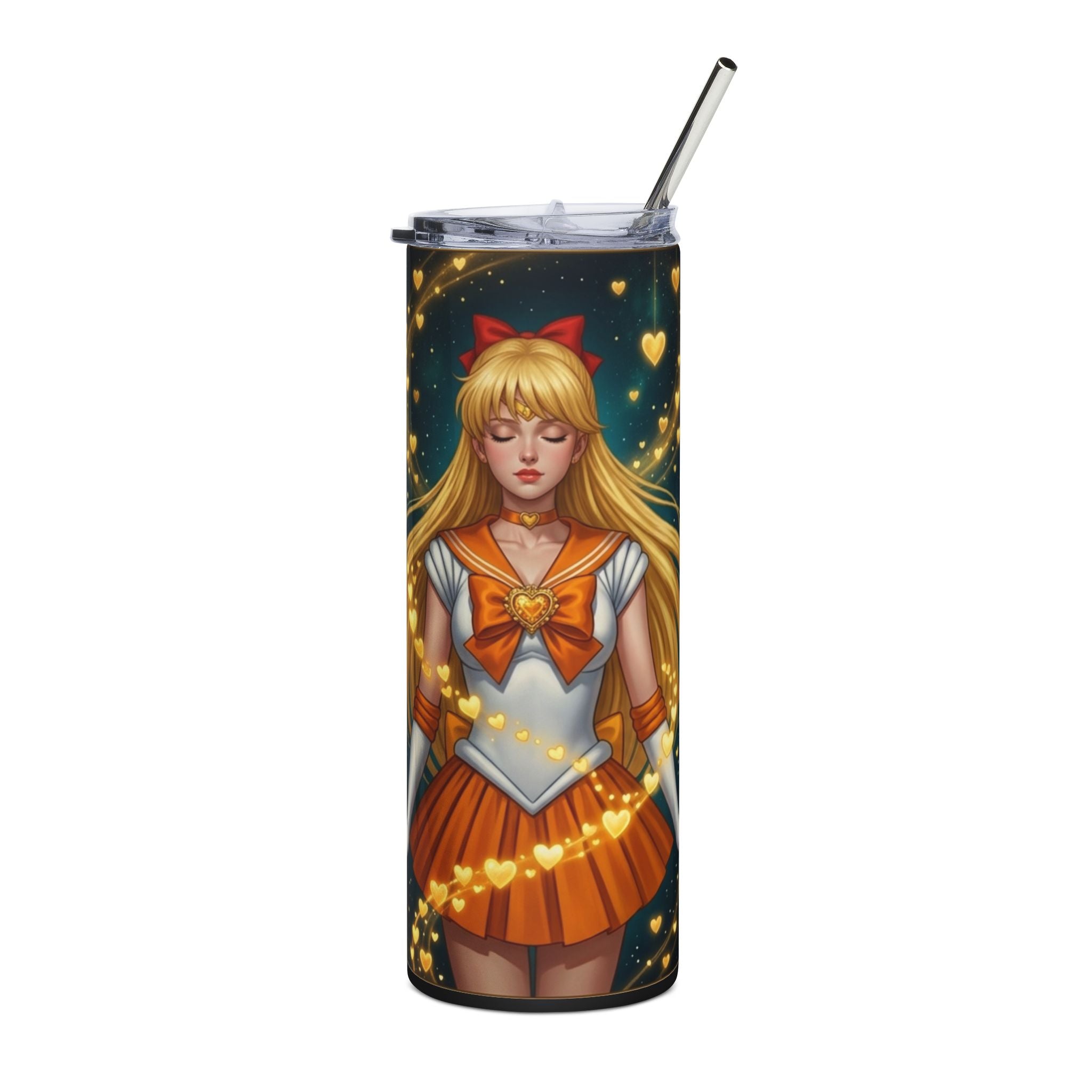 Sailor-style Anime Girl 20oz Stainless Steel Tumbler — Magical Moonlit Design