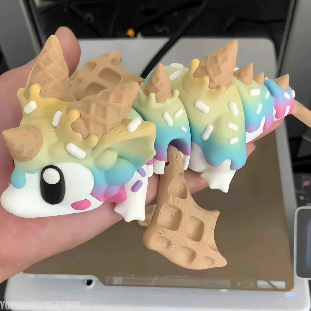 3D Printed Blueberry Cheese Waffle Flying Dragon