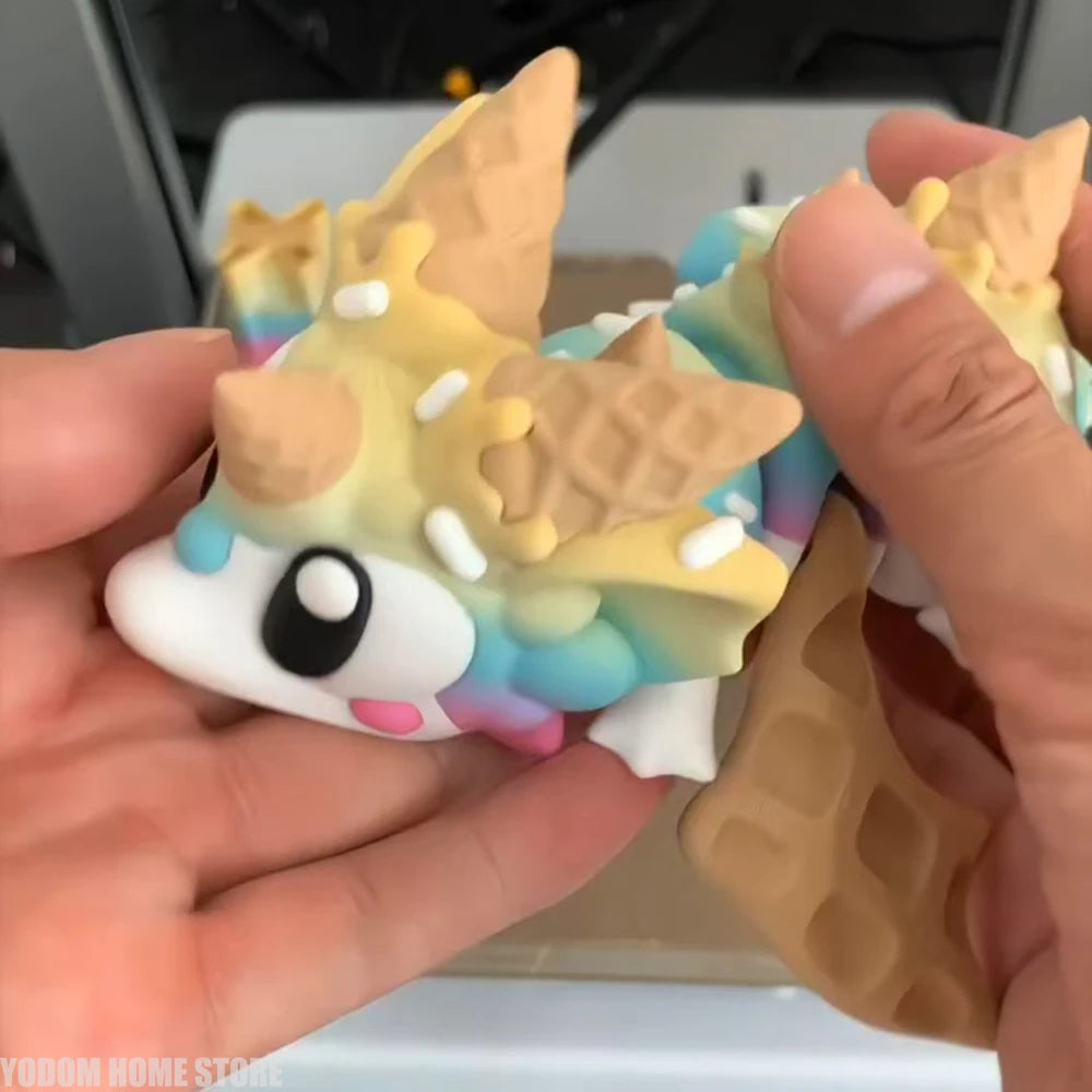 3D Printed Blueberry Cheese Waffle Flying Dragon