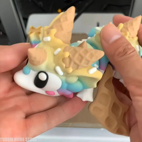 3D Printed Blueberry Cheese Waffle Flying Dragon