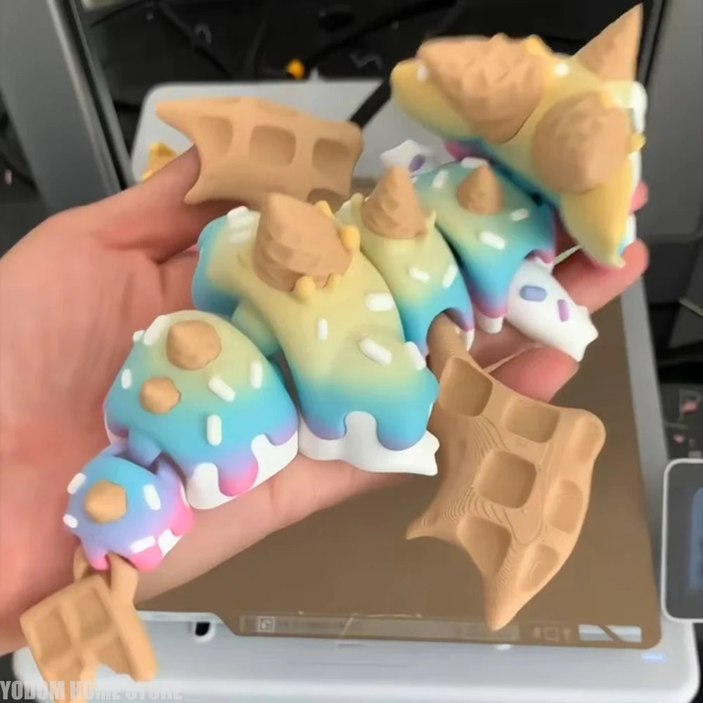 3D Printed Blueberry Cheese Waffle Flying Dragon