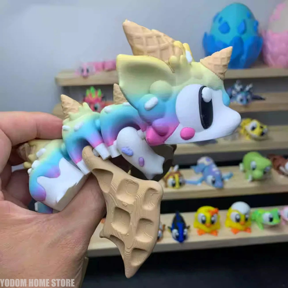 3D Printed Blueberry Cheese Waffle Flying Dragon