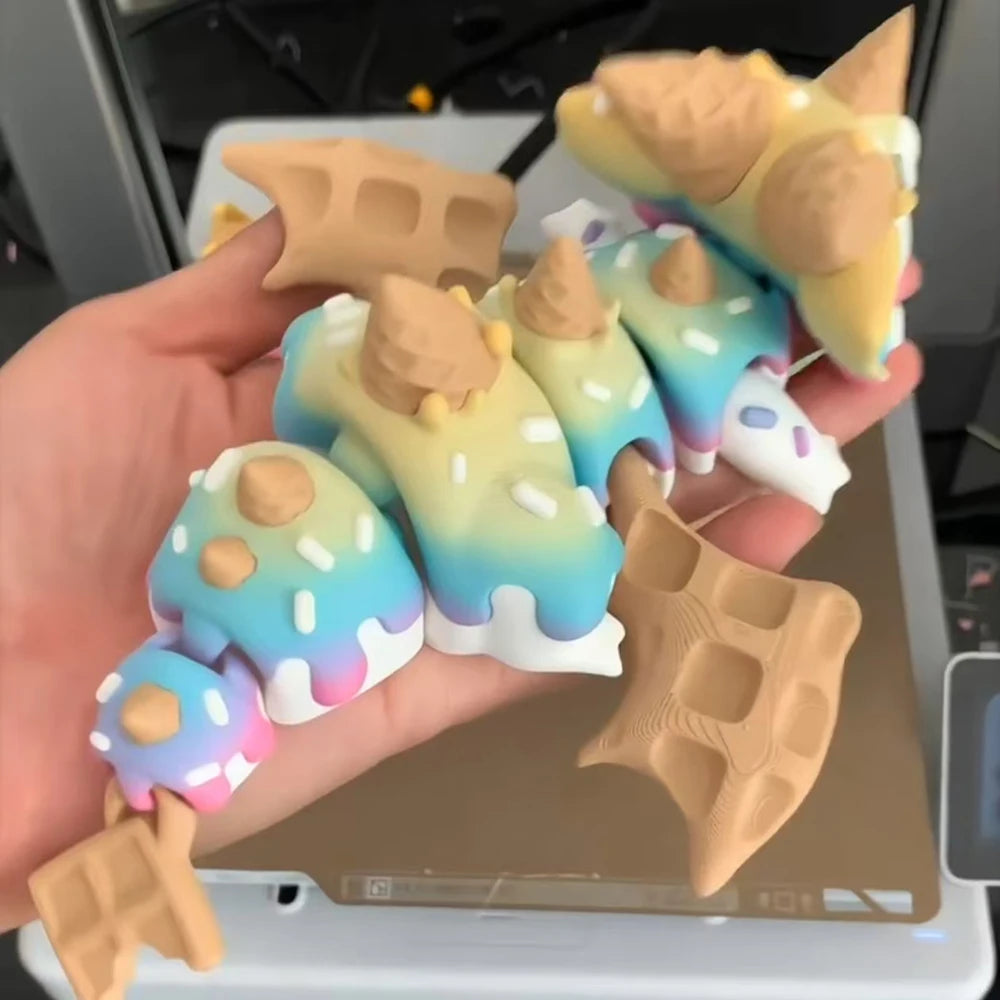 3D Printed Blueberry Cheese Waffle Flying Dragon