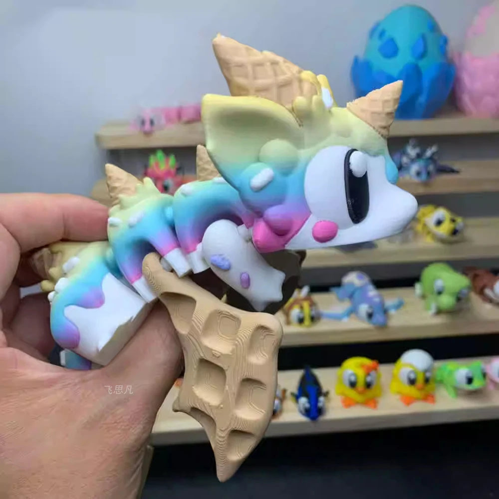 3D Printed Blueberry Cheese Waffle Flying Dragon