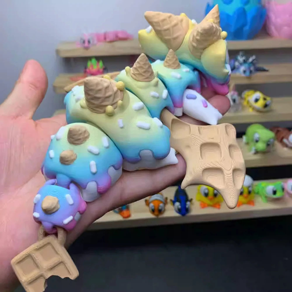 3D Printed Blueberry Cheese Waffle Flying Dragon