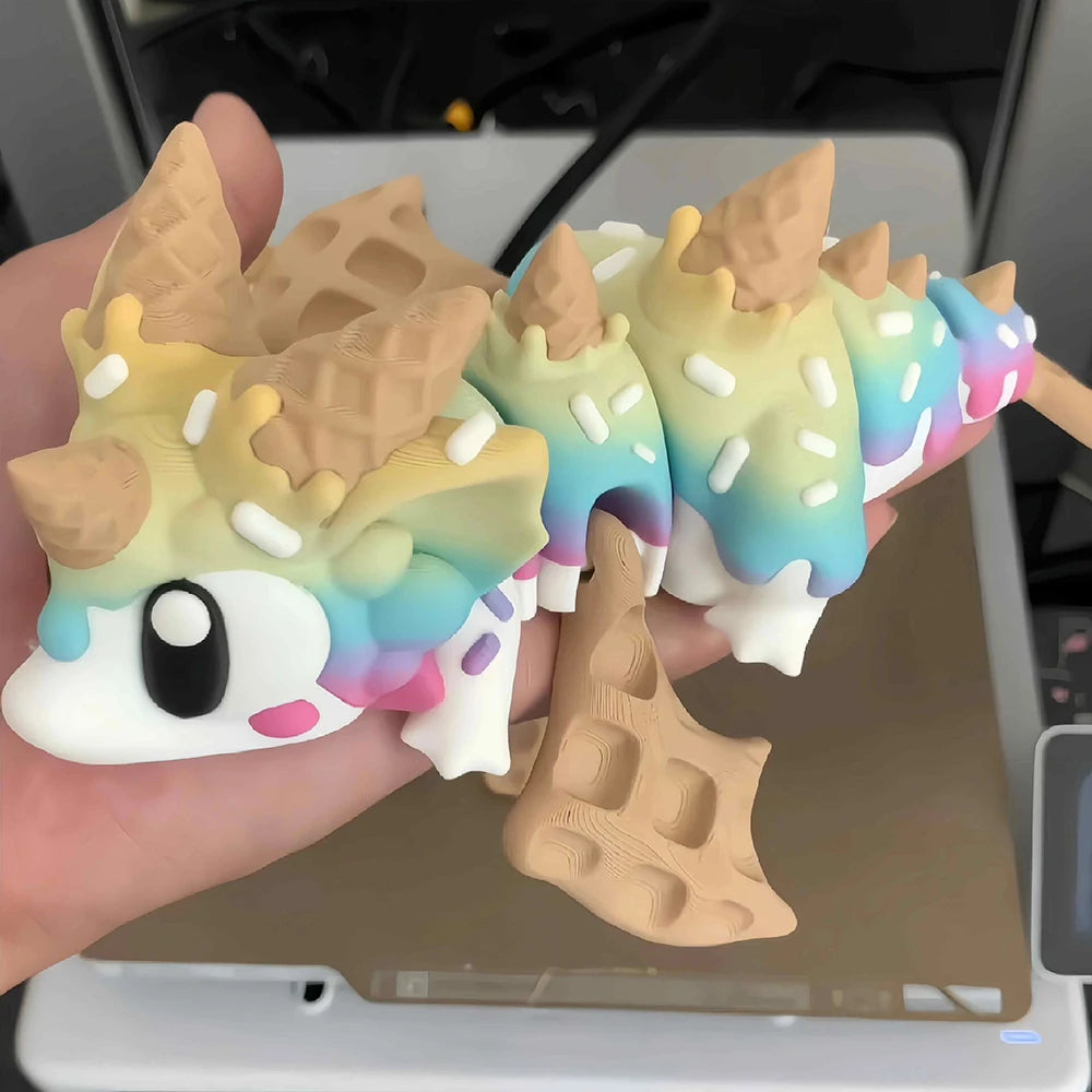 3D Printed Blueberry Cheese Waffle Flying Dragon
