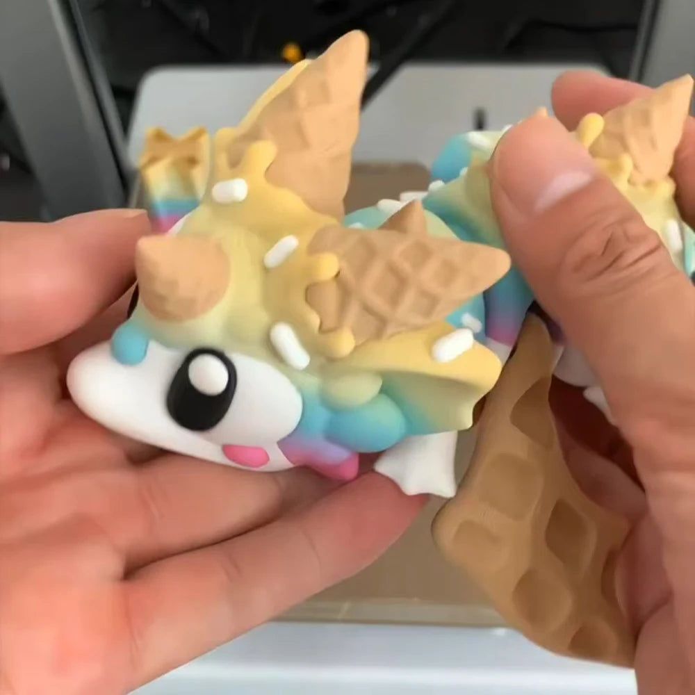 3D Printed Blueberry Cheese Waffle Flying Dragon