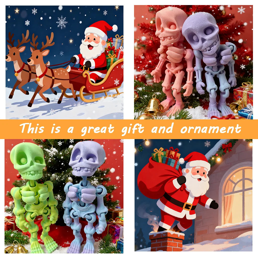 3D Printed Skull Man Statue, Unique Desktop Decoration & Collectible, Halloween Decor, Christmas Action Figures, 30Cm/11.81In