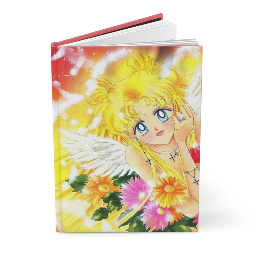 Hardcover Journal — Sailor Moon Anime Art Notebook (Kawaii Magical Girl Floral Design)