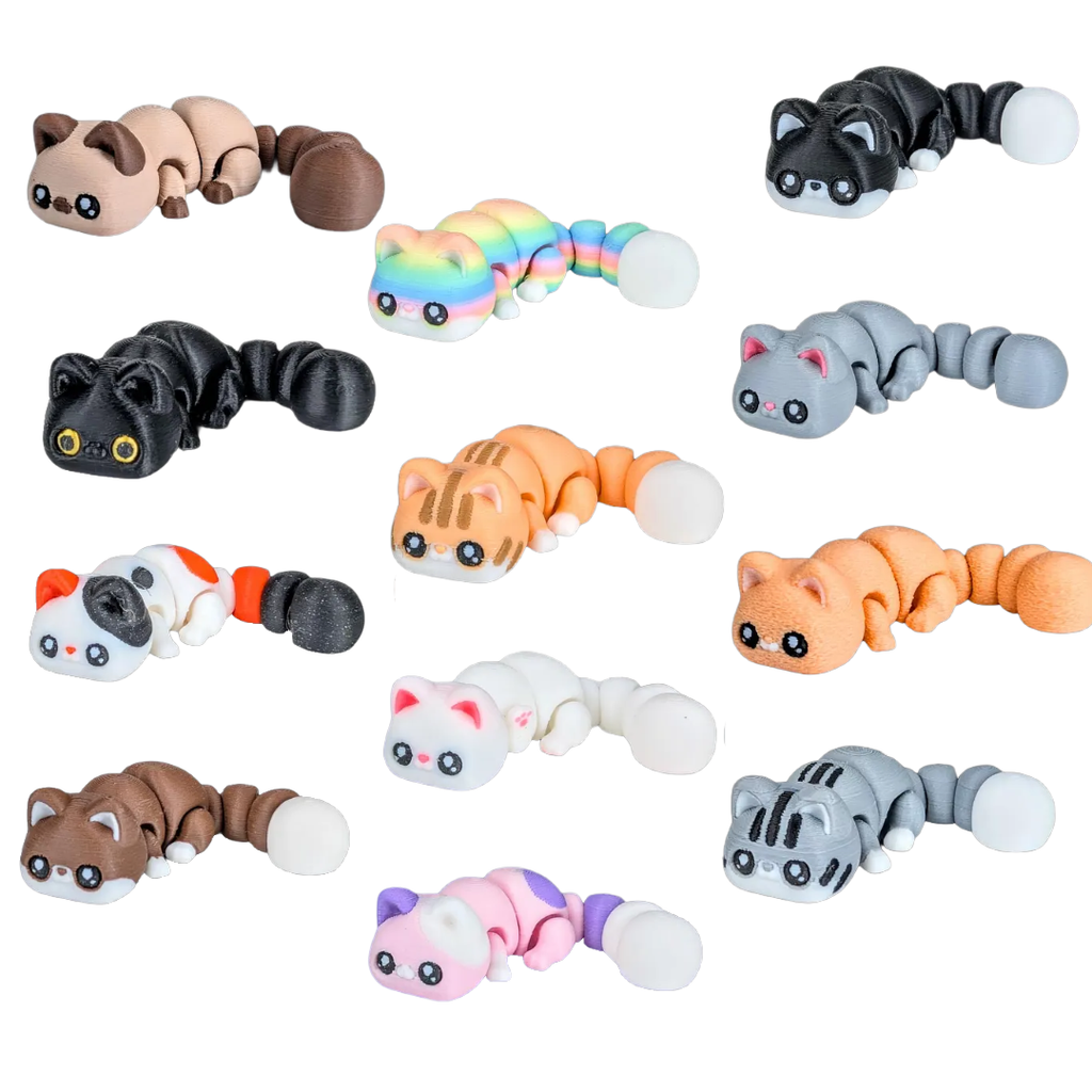 Tiny 3D Printed Cat Fidgets & Keychains: 2 / Fidget Cats