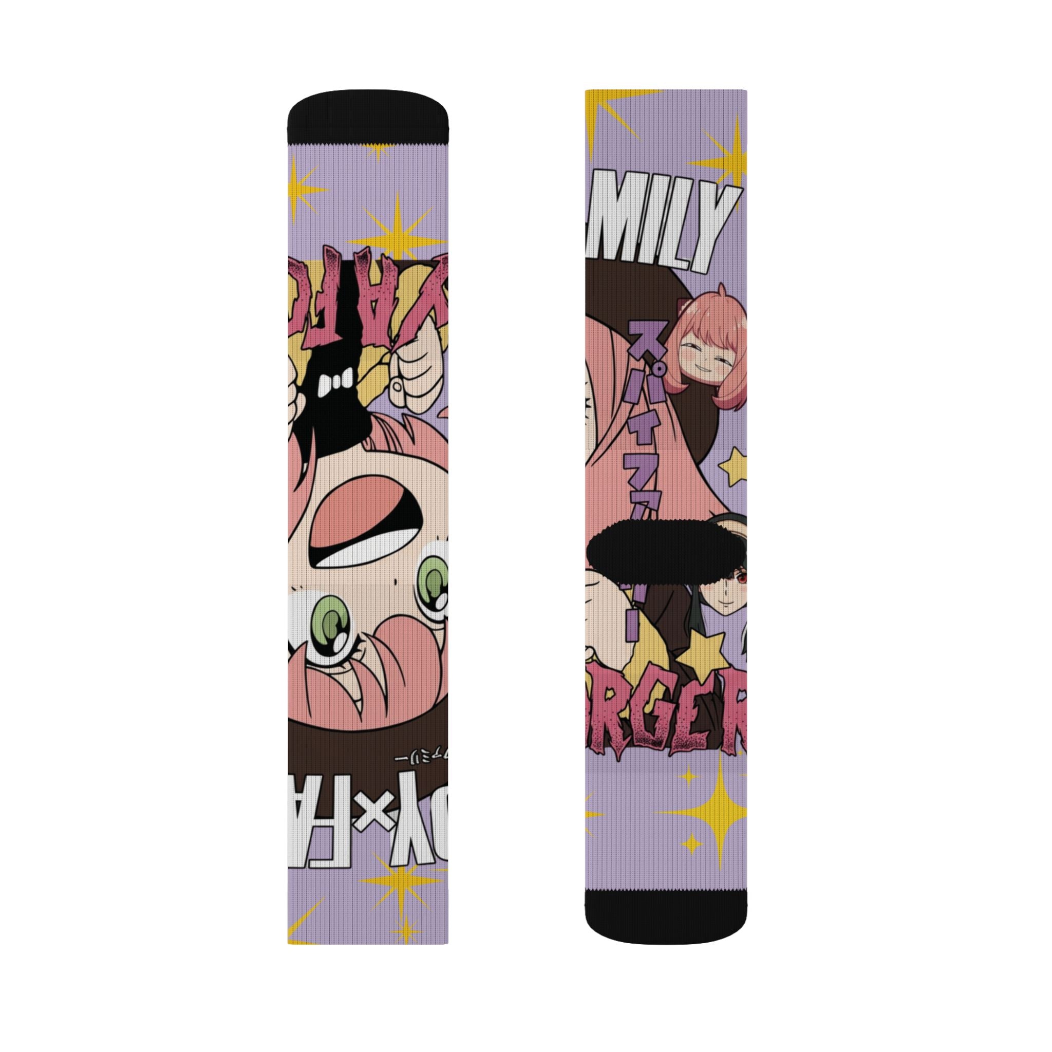 Anime Character Sublimation Socks – Colorful Chibi Girl 'Family' Design
