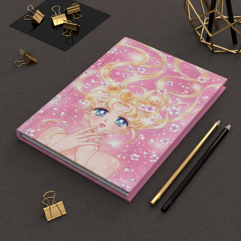 Sailor Moon-Inspired Pink Hardcover Journal — Anime Girl Sketch Notebook