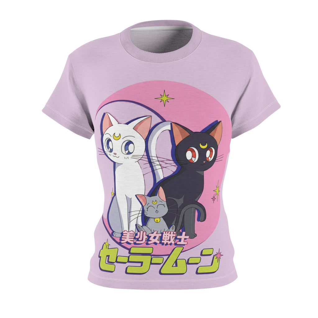 Sailor Moon-Inspired Kawaii Cat Tee — Pink Women’s Cut & Sew