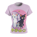 Sailor Moon-Inspired Kawaii Cat Tee — Pink Women’s Cut & Sew