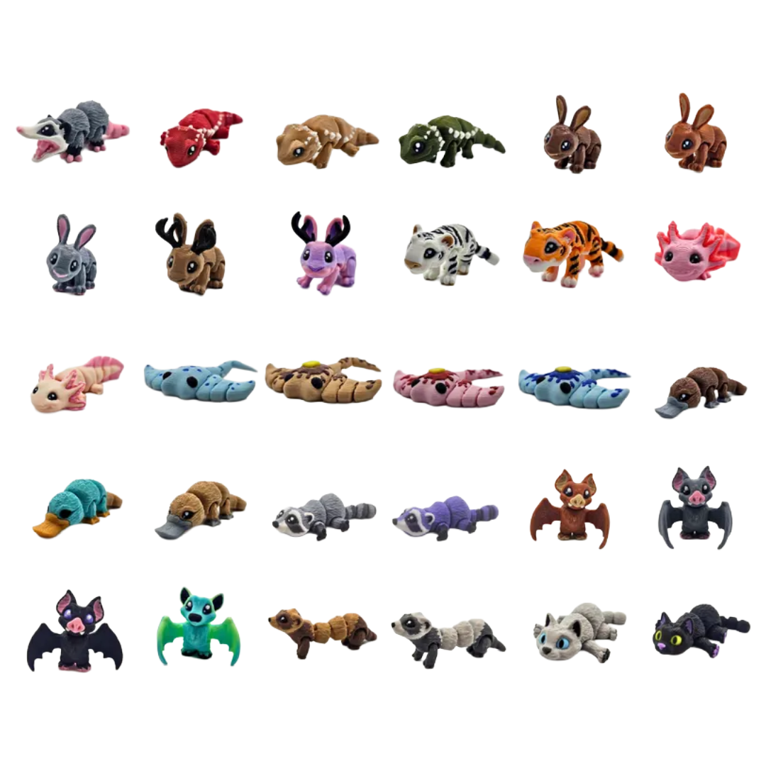 Fidget Animals | Party Favor Pack of 3D Printed Animals: 12