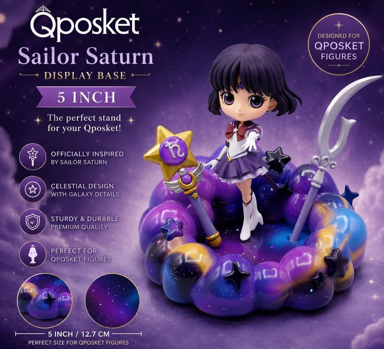 Anime Figure Display Stand , Magical Girl Base | Q Posket Display | Kawaii Diorama Platform | Sailor Saturn Inspired Decor