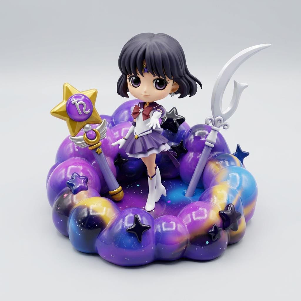 Anime Figure Display Stand , Magical Girl Base | Q Posket Display | Kawaii Diorama Platform | Sailor Saturn Inspired Decor