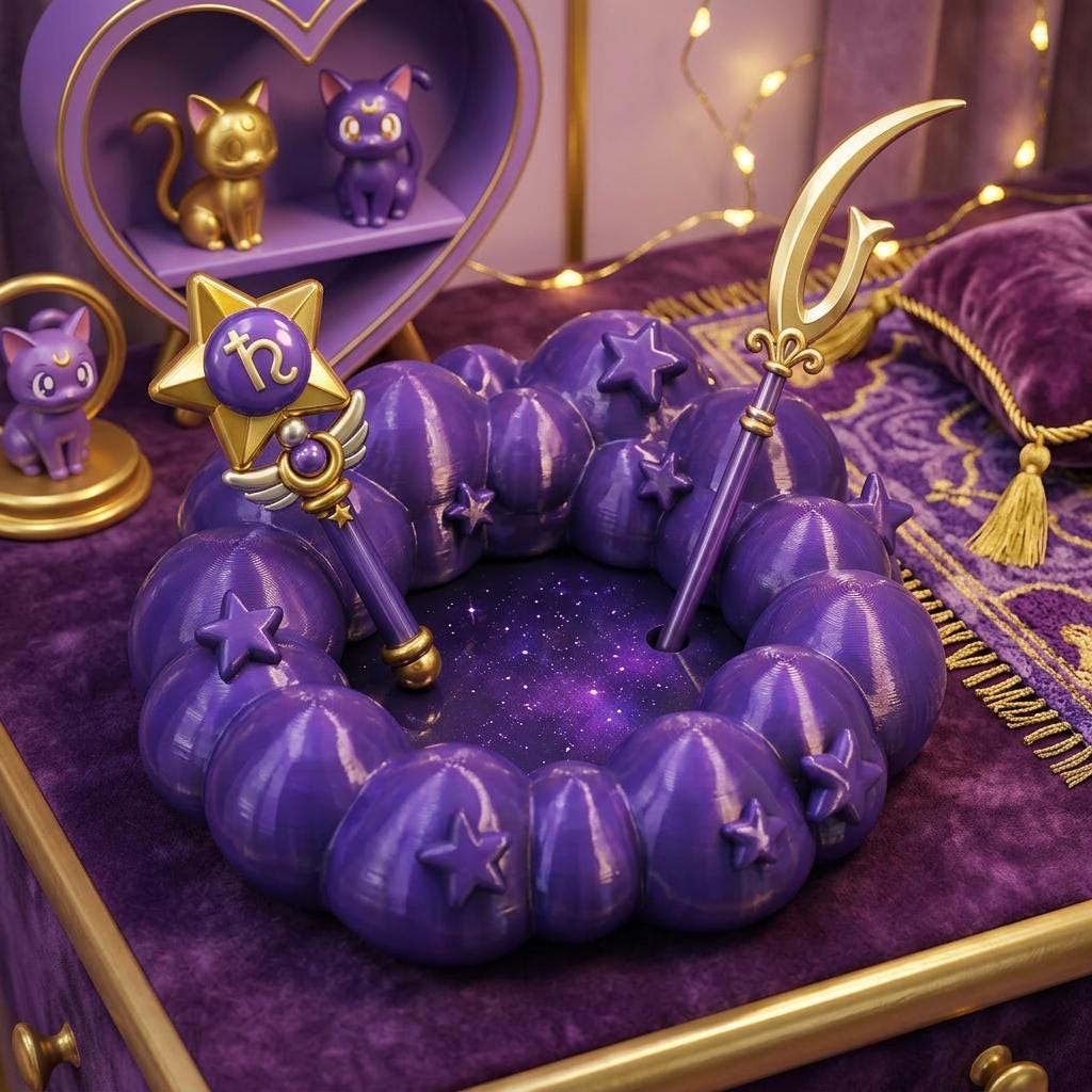 Anime Figure Display Stand , Magical Girl Base | Q Posket Display | Kawaii Diorama Platform | Sailor Saturn Inspired Decor