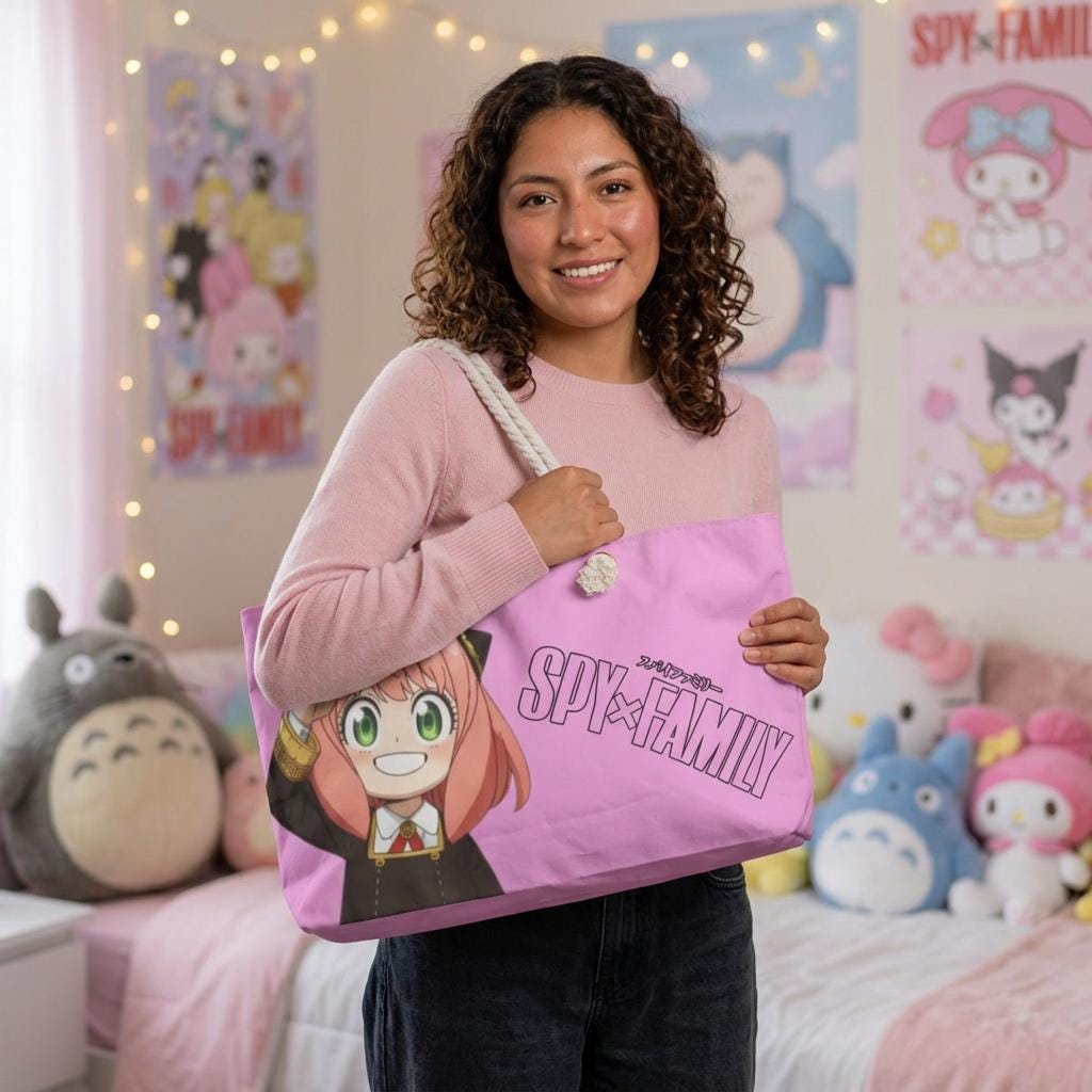 Anya Forger Spy x Family Weekender Bag | Pink Anime Character Tote , Kawaii Tote