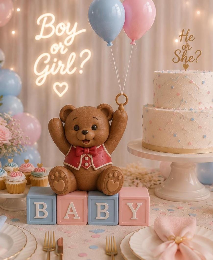 Baby Shower Bear Centerpiece, Pastel Colored Party Decor