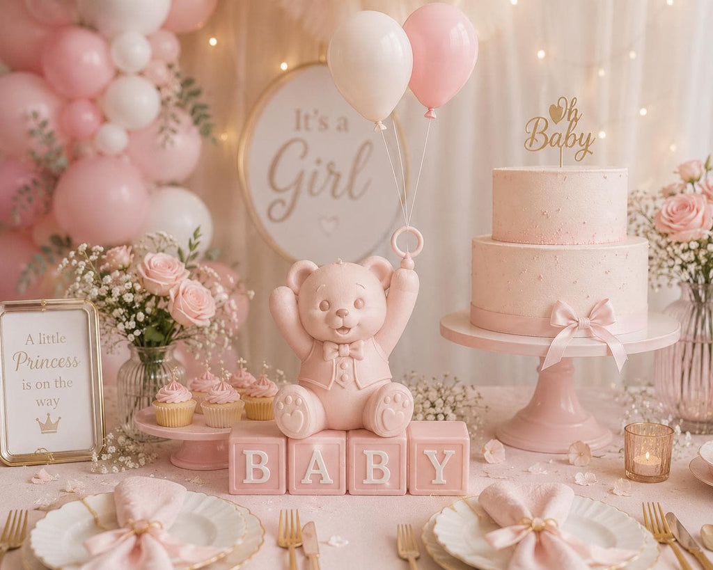 Baby Shower Bear Centerpiece, Pastel Colored Party Decor