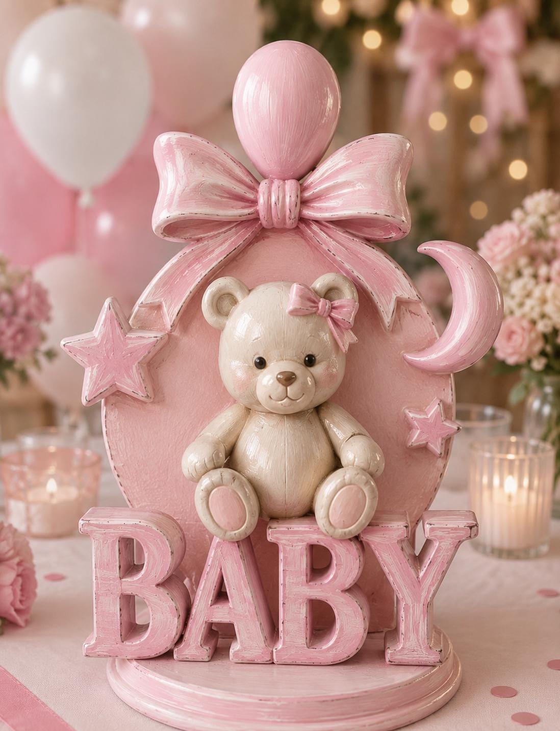 Baby Shower Gender Reveal, Centerpiece Party Prop, Cake topper, Baby Shower Pastel Colors 7 inches