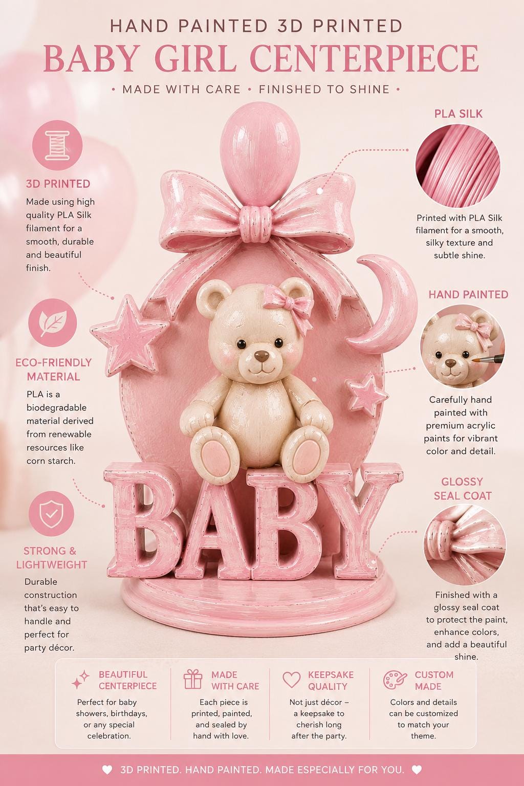 Baby Shower Gender Reveal, Centerpiece Party Prop, Cake topper, Baby Shower Pastel Colors 7 inches
