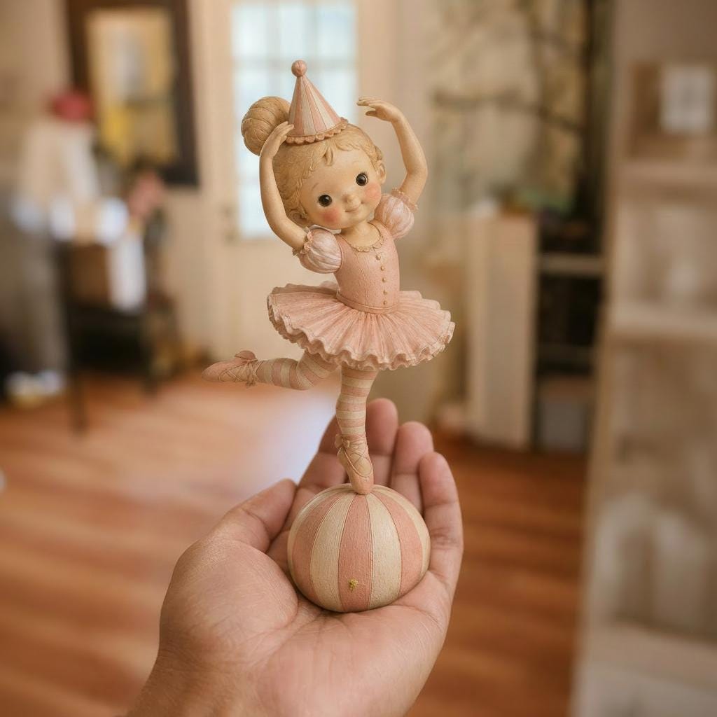 Decorative centerpiece with a ballerina figurine and floral arrangement on a table magikapop