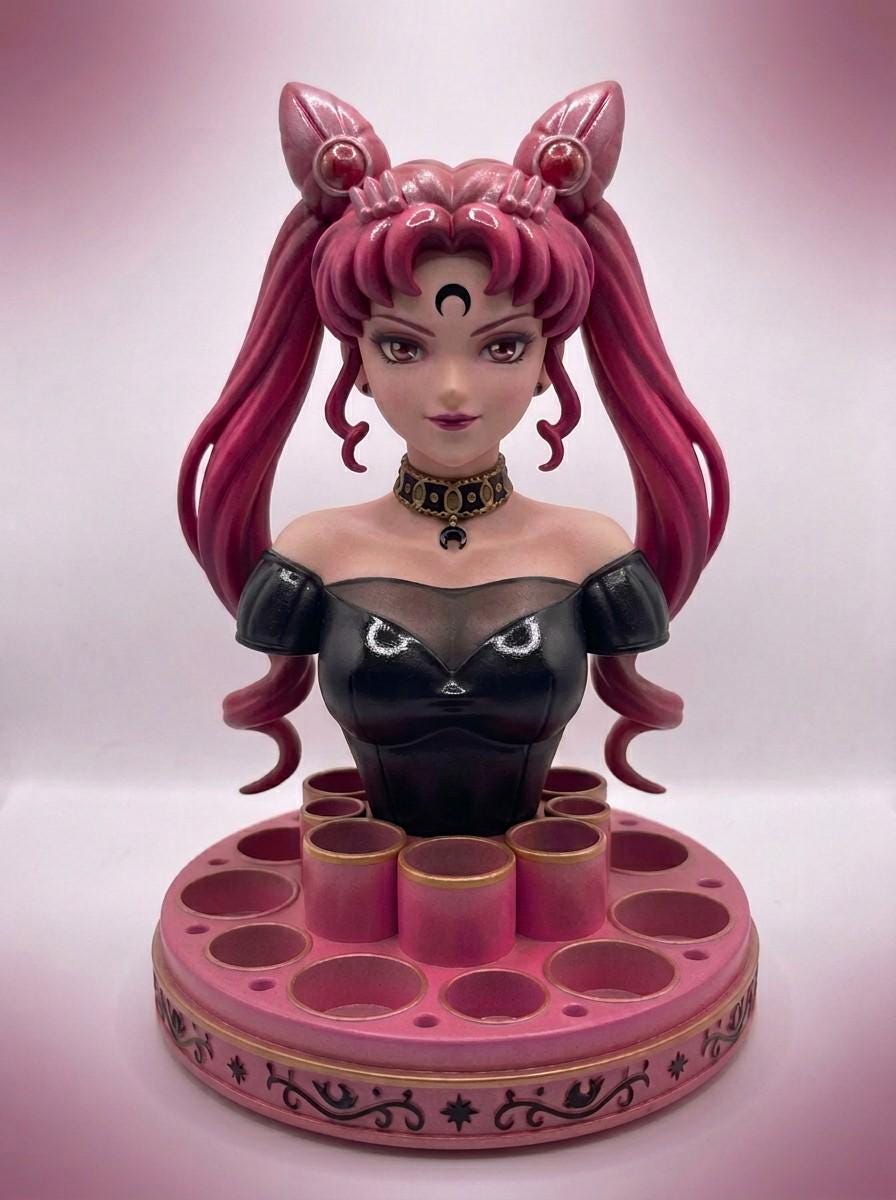 Black Lady Bust Makeup Station, Brush Holder, kawaii Decor