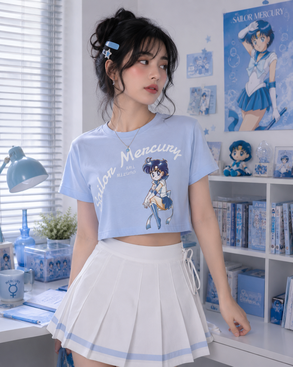 Sailor Mercury Crop Tee – Anime Chibi Aesthetic