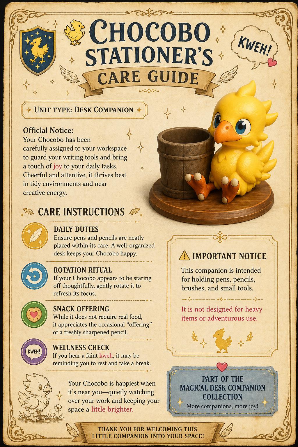 Chocobo Inspired Pen Holder – Hand Painted Desk Organizer – Cute Kawaii Pencil Holder – Gamer Desk Decor Gift - MagikaPop