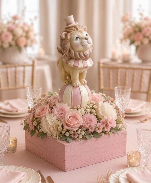 Circus Lion Party Centerpiece , Circus Party Centerpiece Party Prop, Cake topper, Baby Shower Pastel Colors